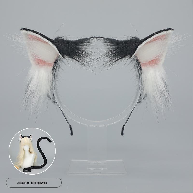 Pluszowy Zestaw Cosplayowy z Uszami i Ogonem Kota na Halloween