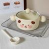 Korean Cute Ceramic Instant Noodle Bowl with Lid Instant Noodle Bowl for Student Dormitory Snail Powder Personal Bowl