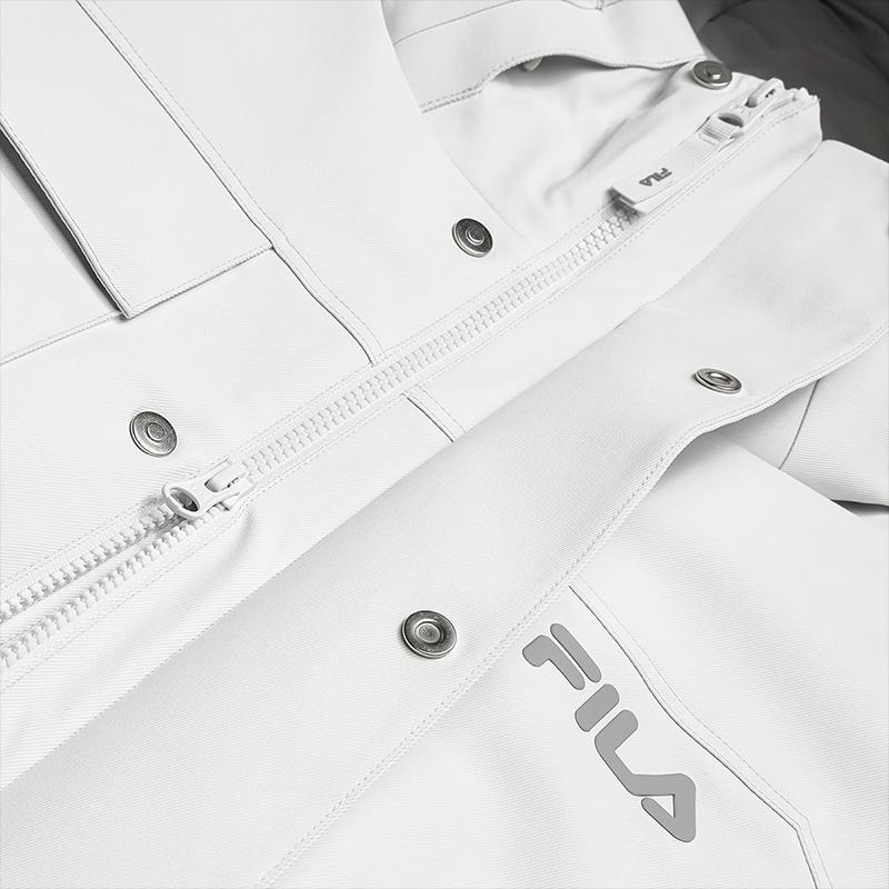 Fila Original Fashion Casual Sports Versatile Work Style Duck Down Warm Mid-Length Hooded Down Jacket Men Outerwear Cool-Stone-White F11M549902FWT