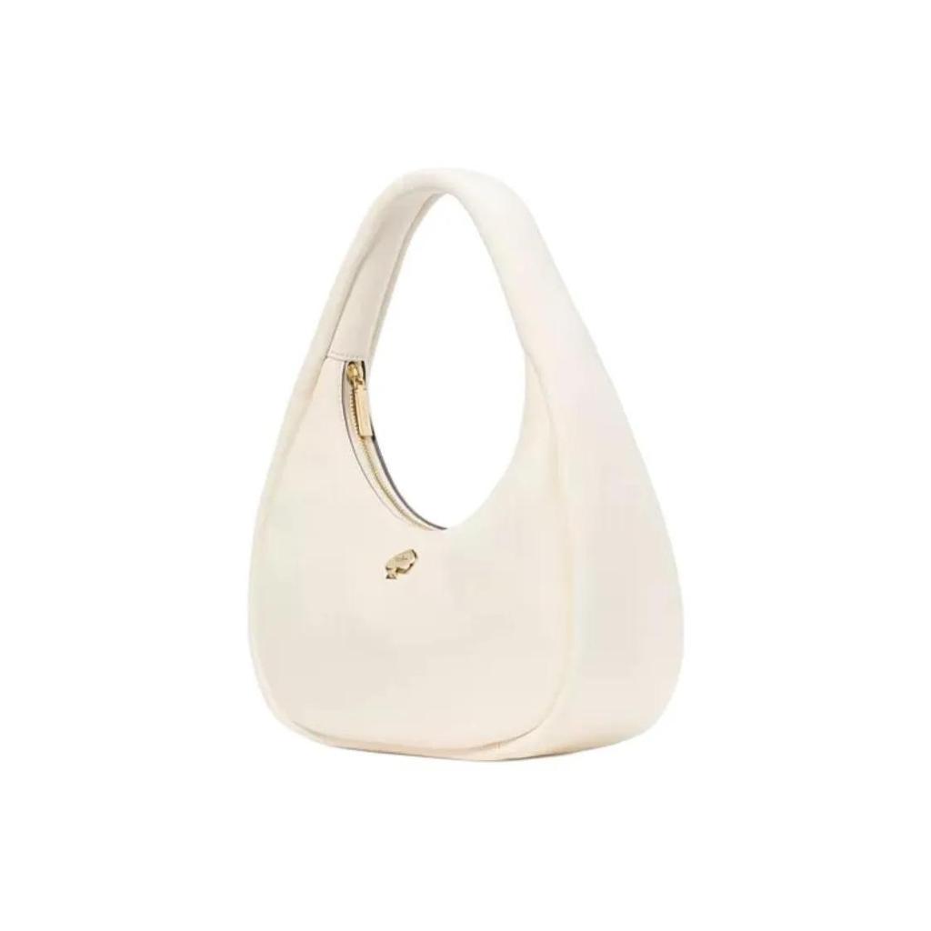 Kate Sebe Kayla Brand Logo Zipper Closure Grapefruit-Patterned Leather Handheld Shoulder Bag Large Size Women's Style Buttery White