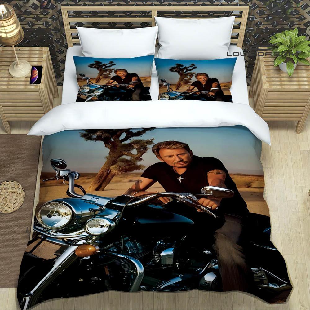 3D Johnny Hallyday bedruckte Bettwäsche-Sets exquisites Bettwaren-Set Bettbezug Steppbett-Set Bettwäsche-Set Luxus Geburtstagsgeschenk