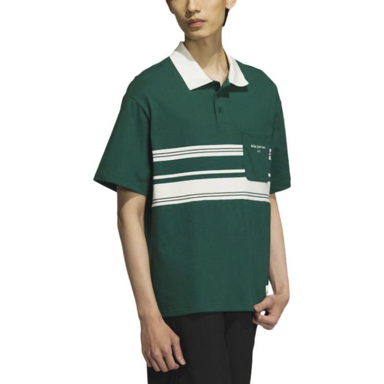 Adidas Pocket Sports Casual Short Sleeve Polo Men Tops Forest-Green IS4944