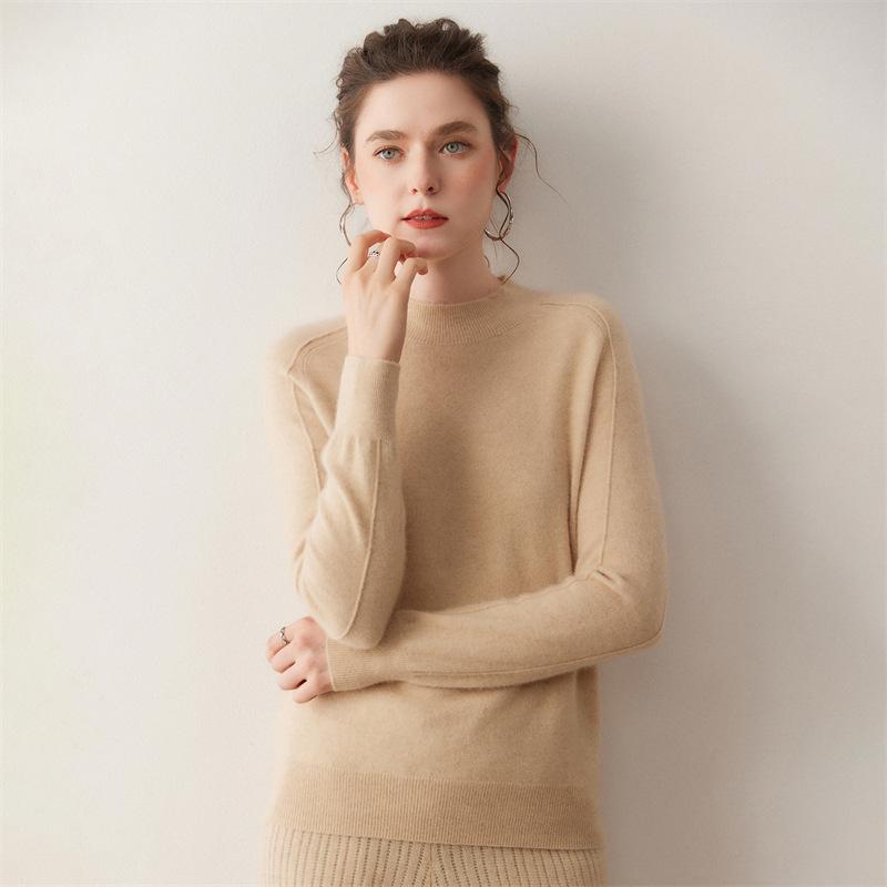 Lekasha Cashmere Brushed Knit Sweater - Half-High Neck Base Layer for Autumn/Winter