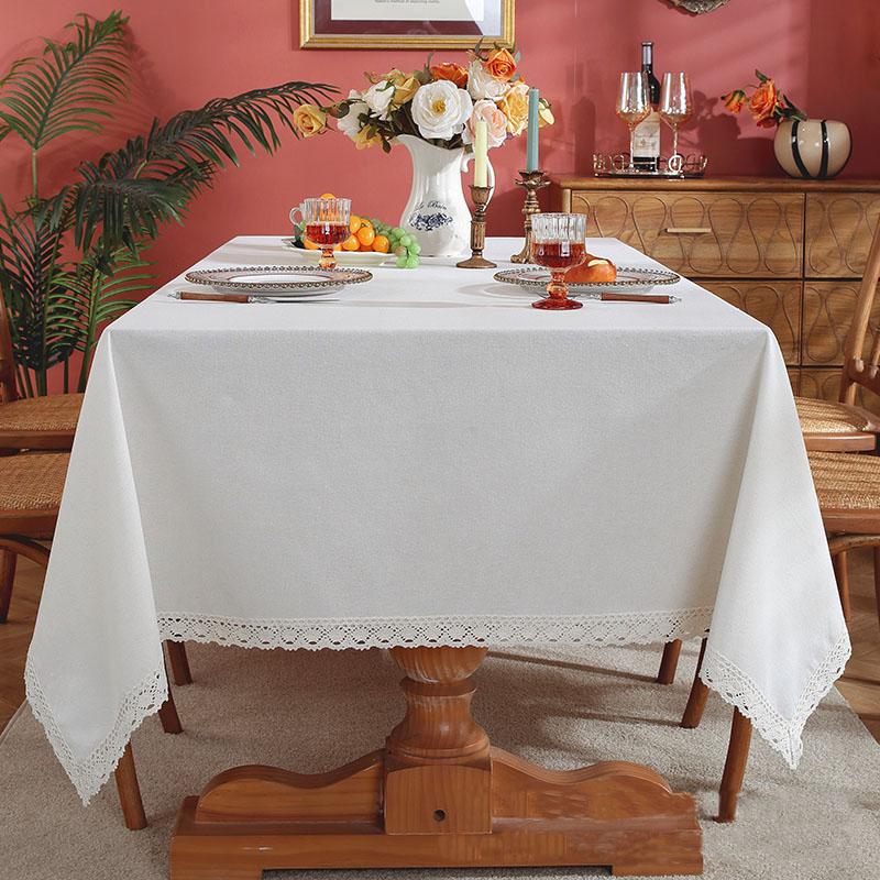 Pamut Vászon Terítő, Hímzett Bojt Konyhai Étkező Asztallap Díszítéshez Teadélután Esküvő Farmház Téglalap Alakú Terítő 90X90cm