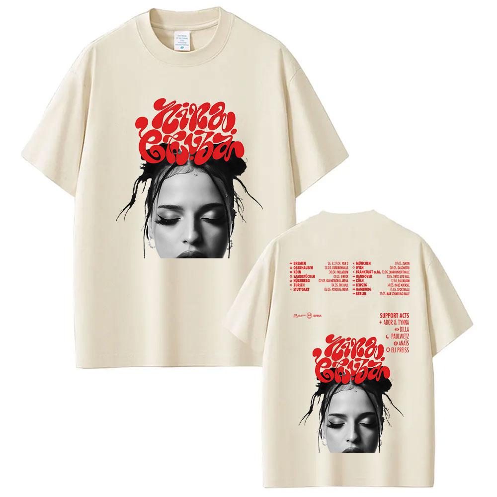 Sängerin Nina Chuba Arena Tour 2026 Grafik T-Shirt Herren Damen Hip Hop Rundhals Baumwolle T-Shirts Mode Übergroß Kurzarm T-Shirts