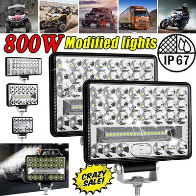 2PCS LED Work Lights 12V 24V 800W Universal LED Light Bar for Off-Road Truck Boat Car Tractor SUV 6000K White Combo Flood Spot