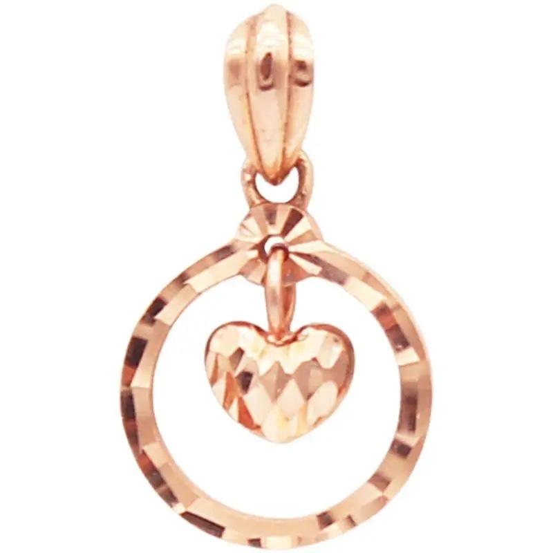 Rose Gold-Plated Purple Gold Personalized Temperament Design Shiny Heart-Shaped Colored Gold Pendant Necklace