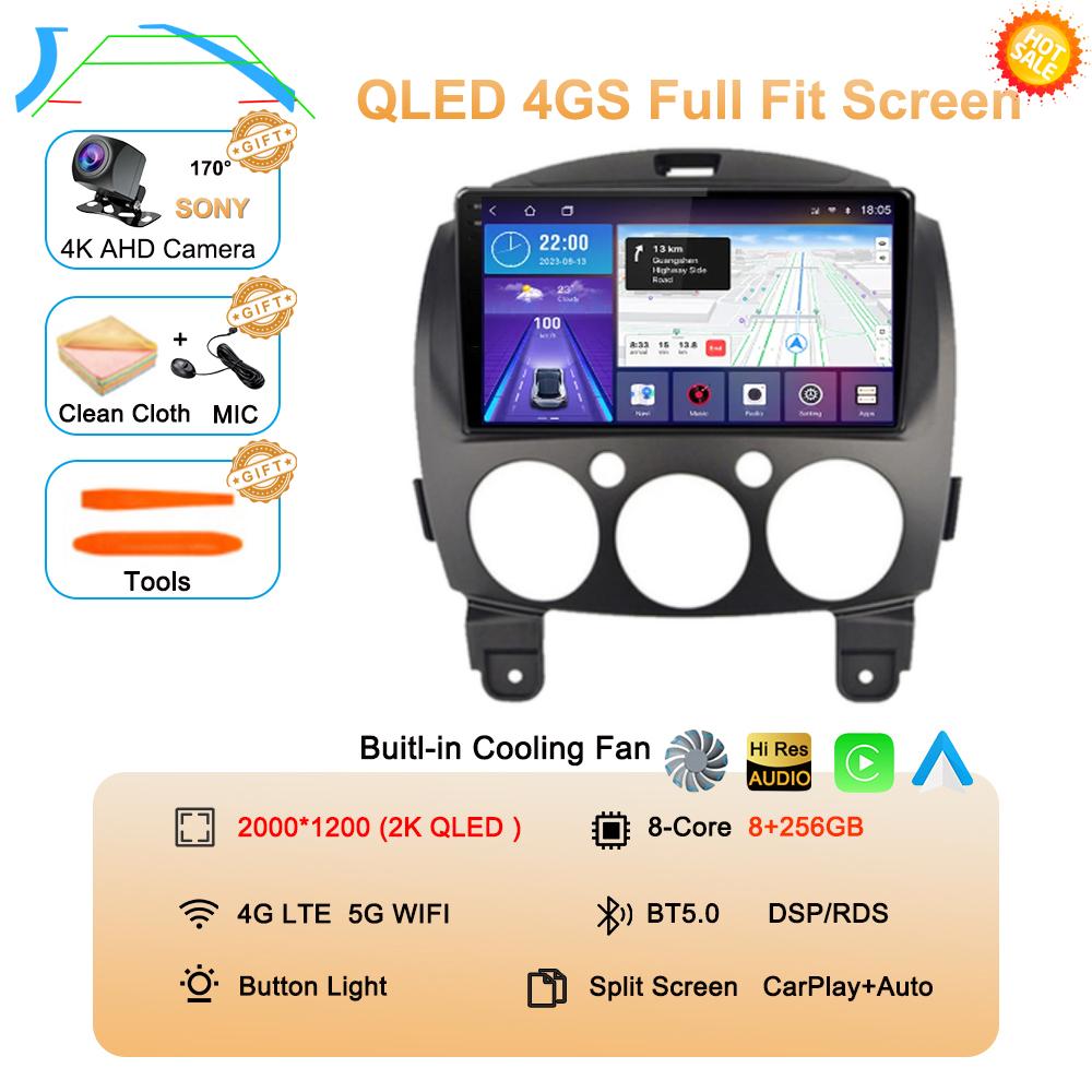 Android 14 Car Radio Multimedia Player For MAZDA 2 Mazda2 2007 2008 2009 2010 2011 2012 2013 2014 GPS Navi 2 Din Autoradio QLED