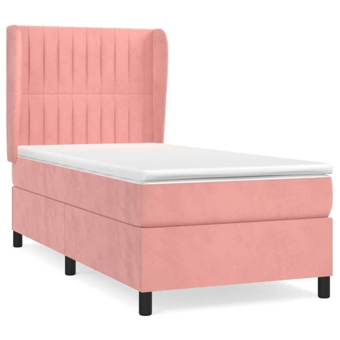 Maison Exclusive - Sommier à lattes de lit avec matelas Rose 90x190 cm Velours