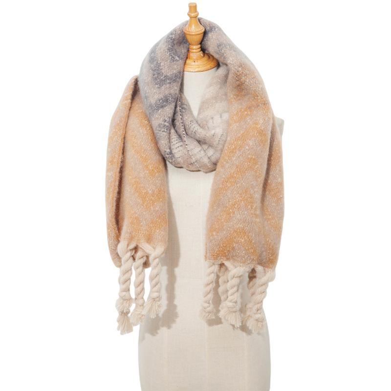 New Imitation Cashmere Women Scarf Winter Preppy Style Striped Tassel Pashmina Mujer Femme Foulard Bufanda Wrap Shawl Men'S