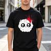 Kawaii Cartoon Face Print T Shirt Breathable Cotton Short Sleeve Unisex Trendy Streetwear Casual Top for Anime Style Fans