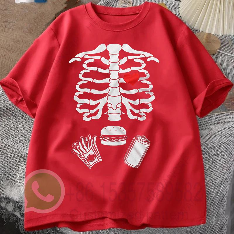 Skeleton Tshirt Ribcage Bones Summer Tracksuit Mens Round Neck Pullover Shortsleeved Tops Casual Sportswear Trendy Streetwear