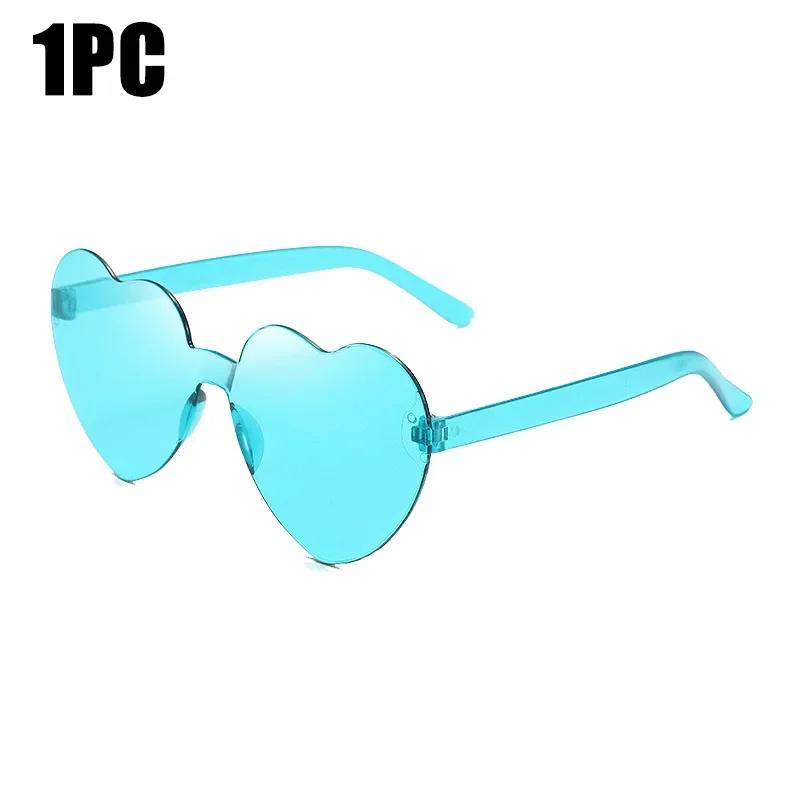 Sunglasses for Women Jelly Color Frameless Heart Shaped One-piece Glasses Dazzling Color Glasses