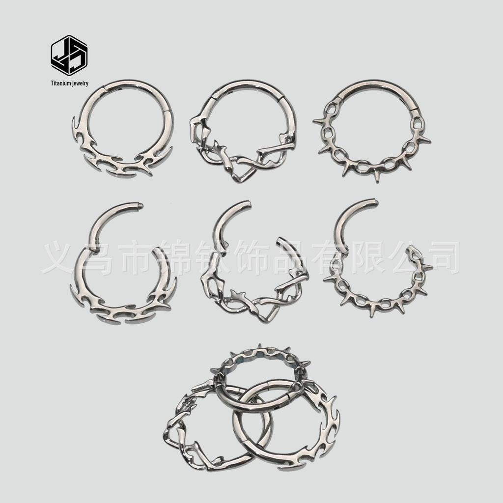 F136 Titanium Hinge Spike Daith Ring Thorns Vine Closure Earrings for Piercings