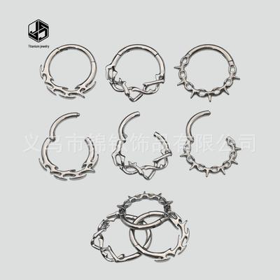 F136 Titanium Hinge Spike Daith Ring Thorns Vine Closure Earrings for Piercings