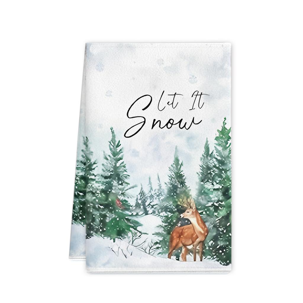 2Pcs Christmas hand towel Christmas plaid print towel Kitchen decorations 45 * 66 Dishcloth Cleaning rag