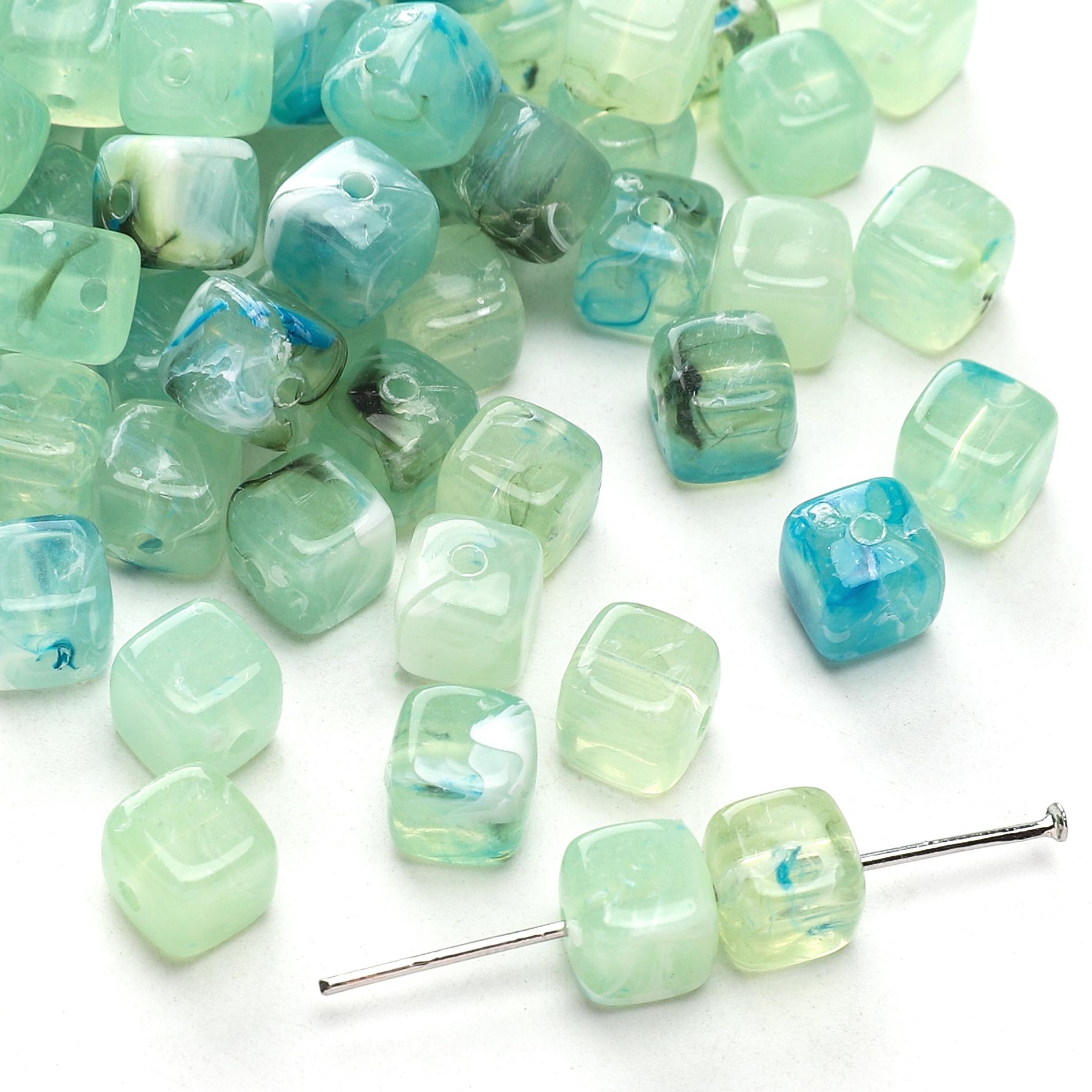 

40 шт. Акрилові Квадратні Намистини Шарми Браслет Намисто Для DIY Виготовлення Ювелірних Виробів Аксесуари зелений