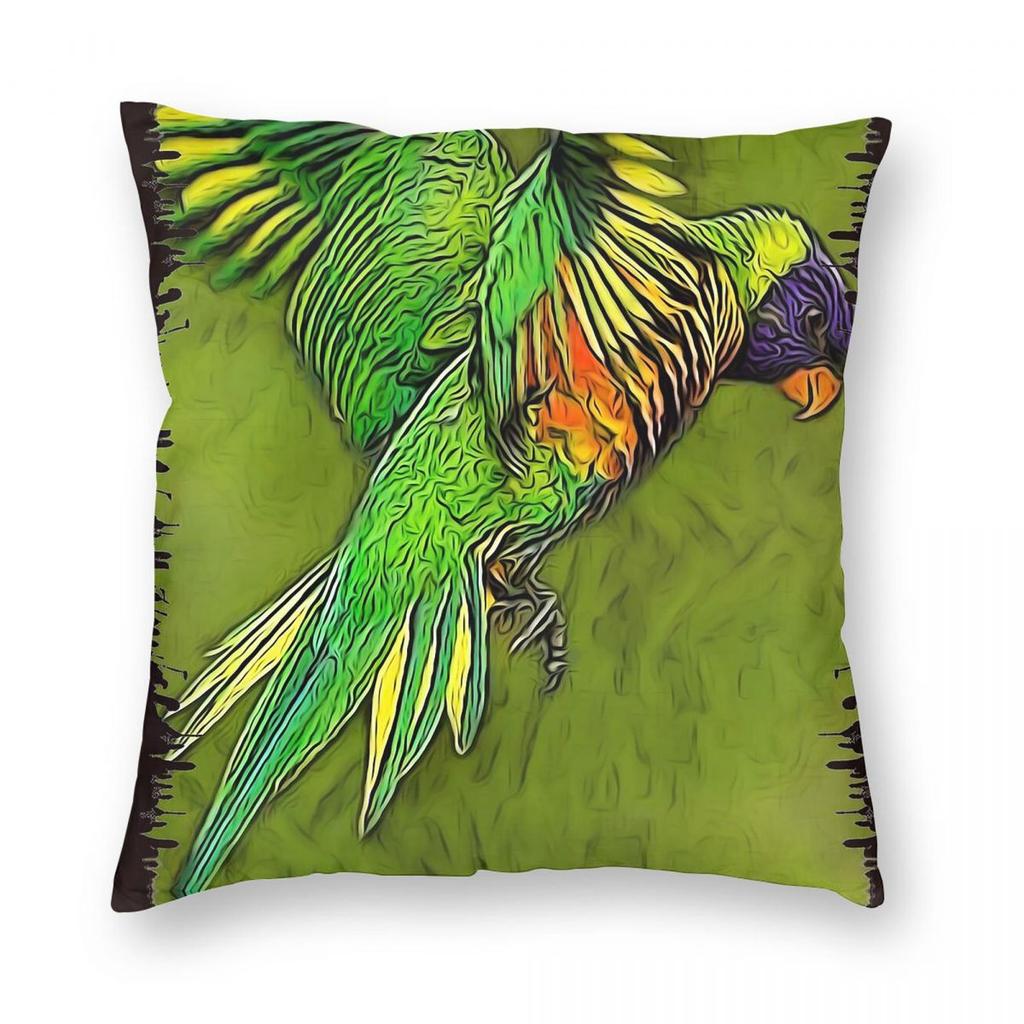 Lorikeet Trichoglossus Square Pillowcase Polyester Linen Velvet Printed Zip Decorative Car Cushion Cover