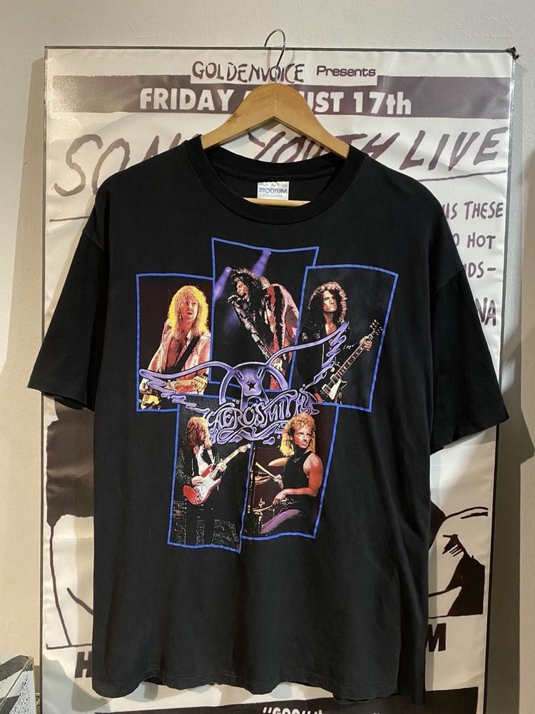 Vtg 1990 Aerosmith Pump Tour Brockum Black Short Sleeve Unisex Tshirt KH9831