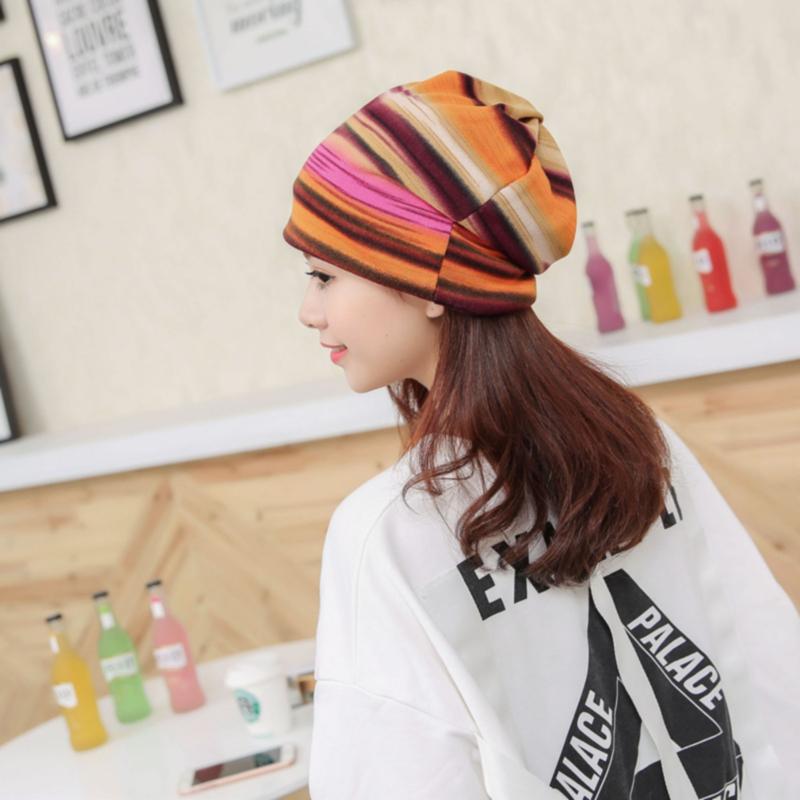 Autumn and Winter Korean Style Striped Twist Hat Fashionable Ear Protection Knitted Cap Postpartum Head-proof Wind Scarf