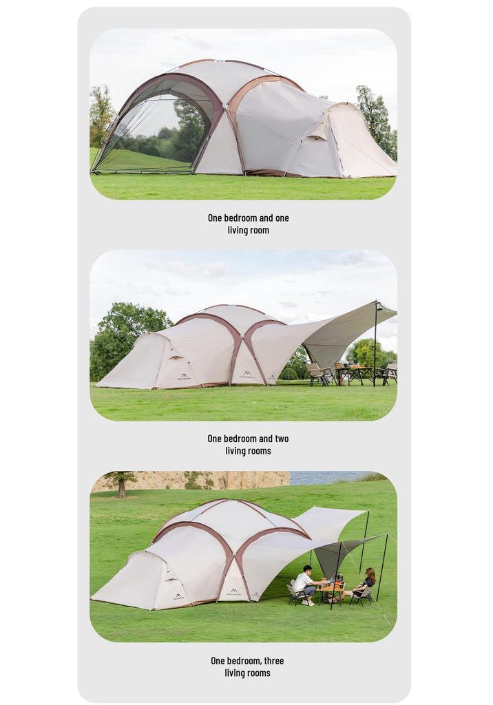 Outdoor Mountain Dome Tent with Large Bedroom Canopy for Multi-Person Camping and DIY Splicing