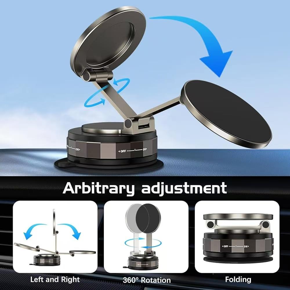Vacuum Magnetic Phone Holder Suction Cup Phone Mount for Car [80 LBS Strongest Suction Strongest Magnetic] 3s Fast Install