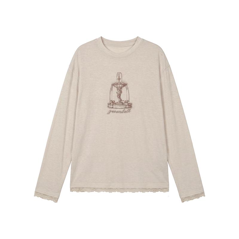 GREEN BELT Copenhagen Women s Retro Print Long-Sleeve T-Shirt L