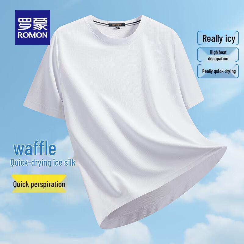 ROMON Men s Quick-Dry Ice Silk Waffle T-Shirt 190