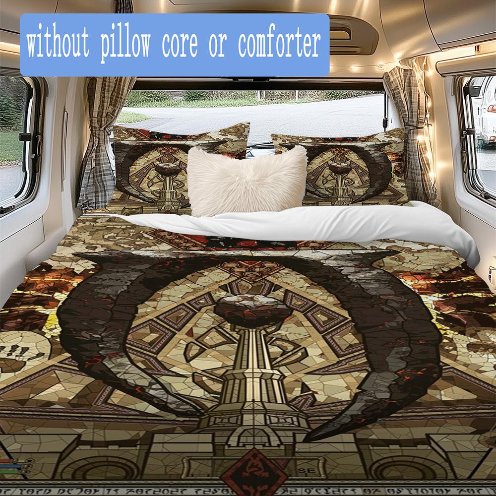 Ancient Scroll Oblivion Pattern Bedding,Quilt Set Quilt Cover Pillowcase Home Birthday Gift (1*duvet Cover+2*pillowcase,without core)SSJT0917308