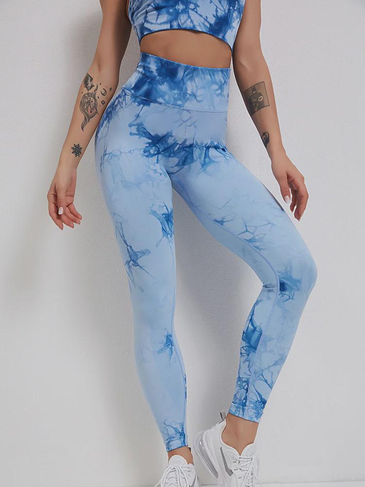 Women's Seamless Tie-Dye Yoga Set: High-Waist Hip-Lifting Pants and Sports Vest