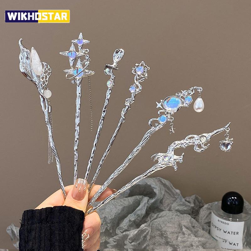 Moda Çin Stili Saç Çubuğu Saç İğnesi Ay Taşı Takı Uygun Günlük Parti Giyim Kadın Romantik Saç Tokası Aksesuarları