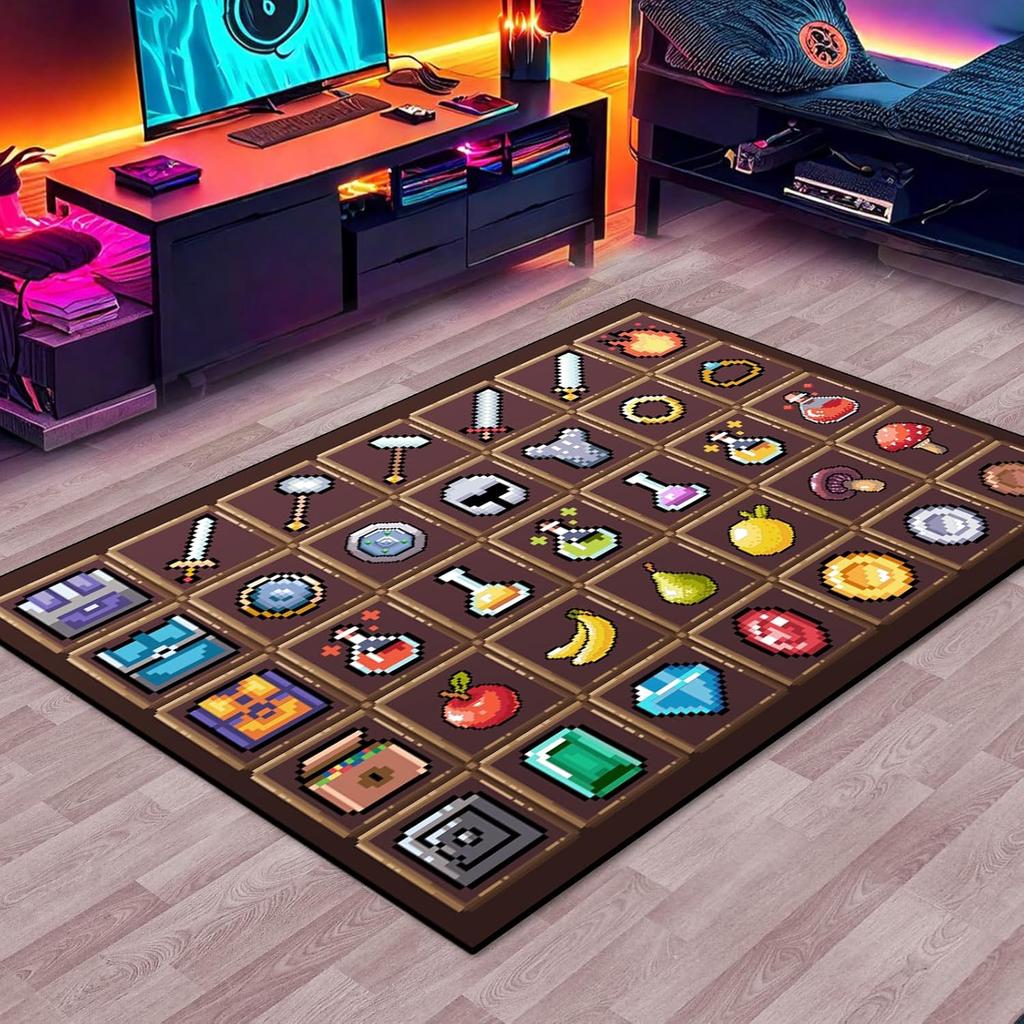 Art Game Carpet Mat - Anti Slip Living Room Bedroom Decorative Floor Mat Retro Game Prop Pattern Durable Home Decoration Mat