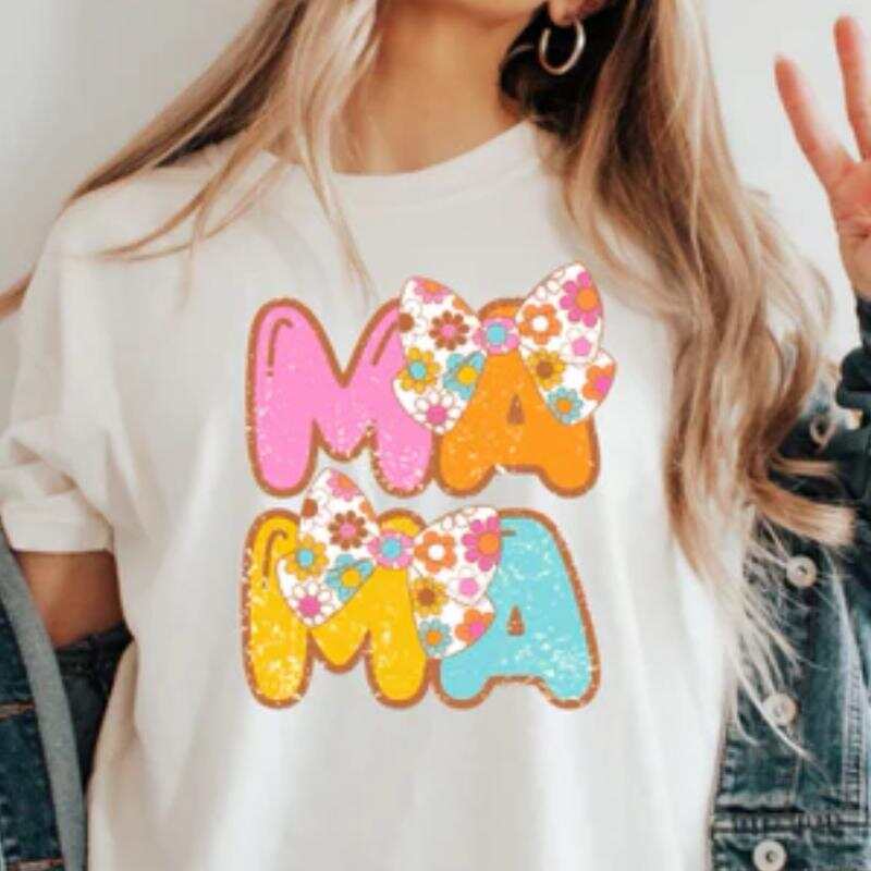 

Unisex S MAMA Floral & Letter Print Round Neck Graphic T-Shirt XXXL