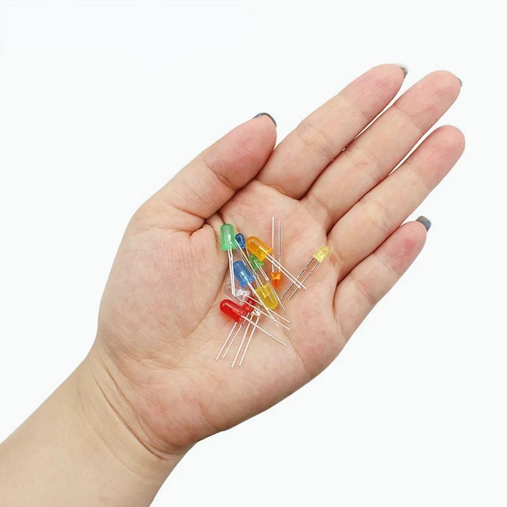 60PCS/Set 3MM 5MM LED Light Emitting Diode Assorted Kit F3 F5 LED Orange Yellow Red Green Blue White DIY LED Diode Assorted Kit