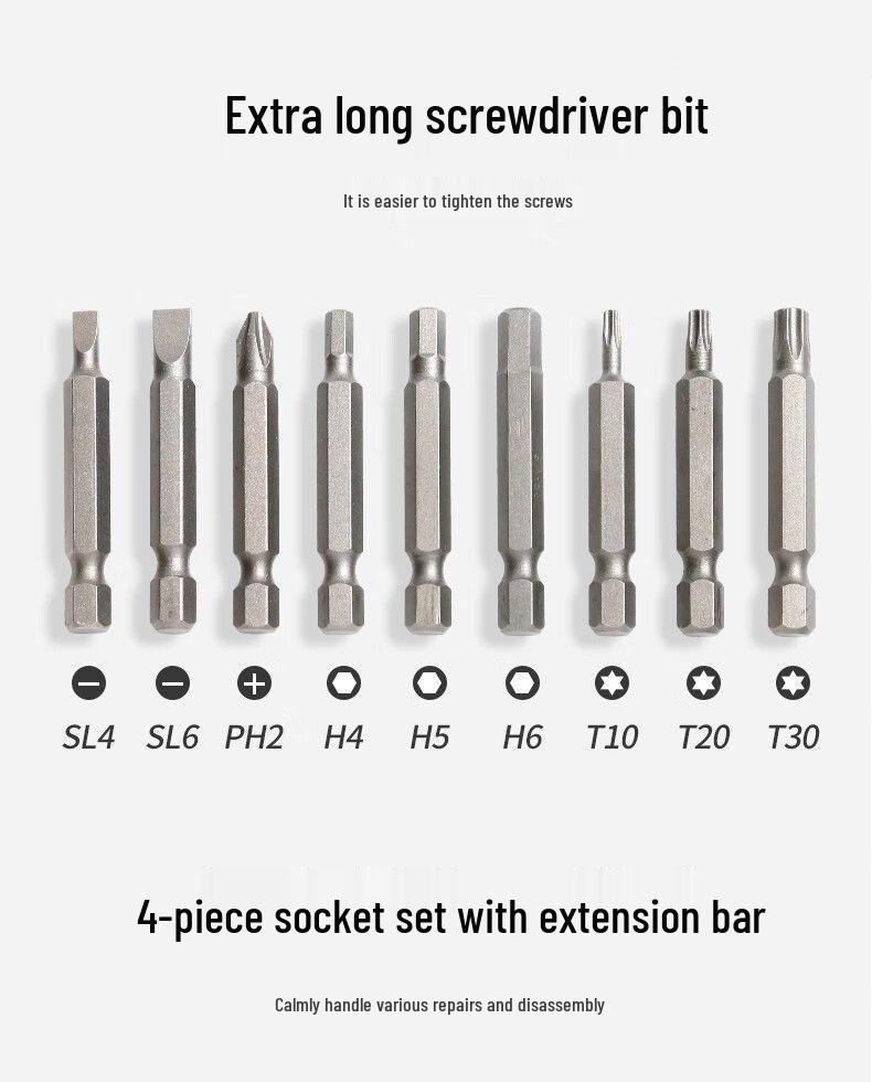 Jieli Electric Screwdriver Bit Set - Slotted & Phillips Heads