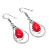 Italian Red Coral Gemstone 925 Sterling Silver Jewelry Earring 1.97" KJ-780