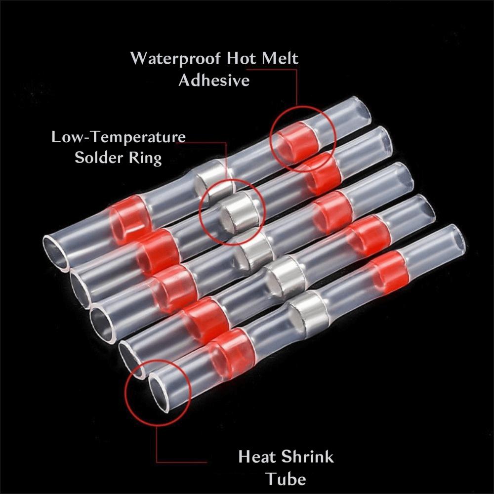 200pcs Insulated Heat Shrink Wire Connectors Connectors Kit Shrinkable Electric Copper Tape Solder Sleeve Waterproof Clamp Type