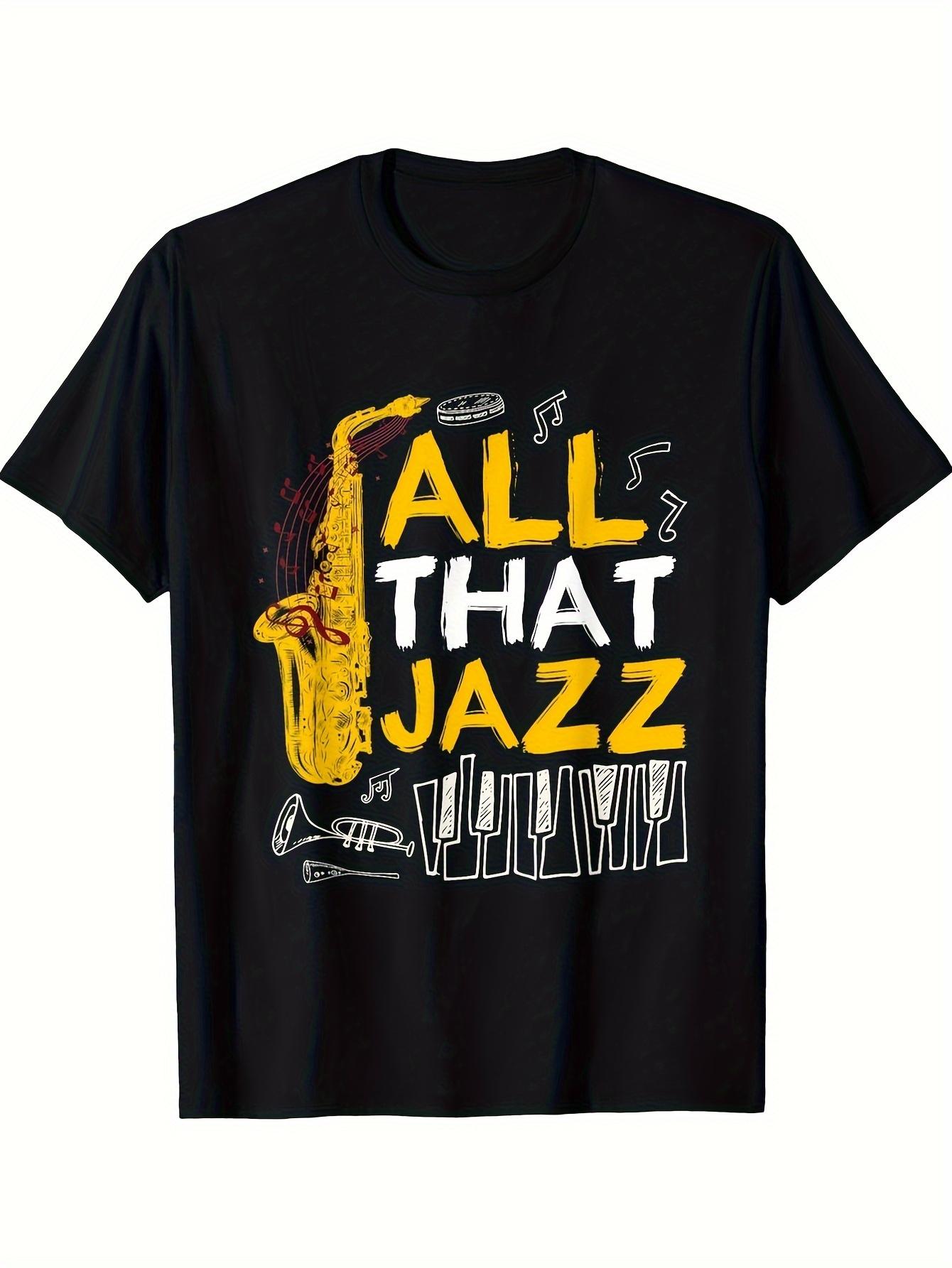 Cotton Jazz Music T-shirt - Black Saxophone & All That Jazz Graphic Print M