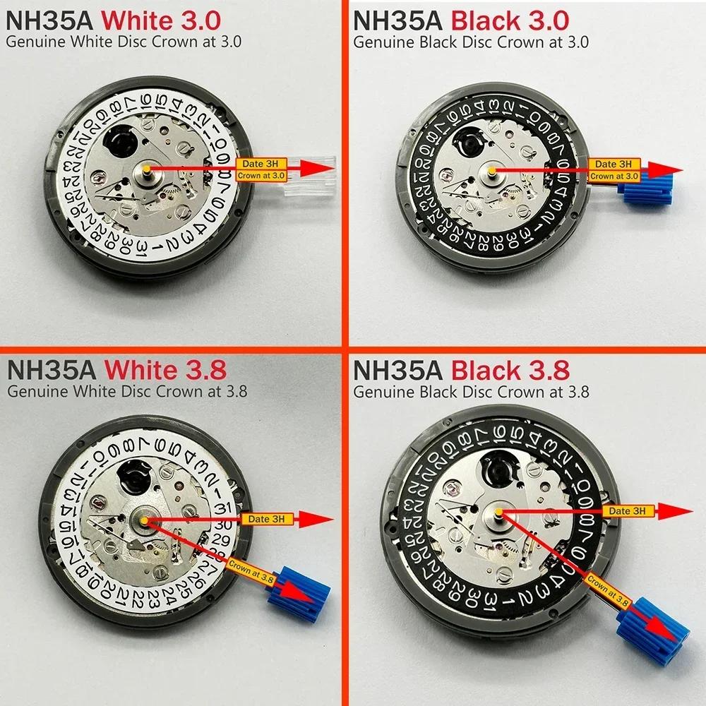 Japan Genuine NH35 Automatic Mechanical Movement High Accuracy 24 Jewels Mod Watch Replacement NH35A Date at 3H 3.8H 6H