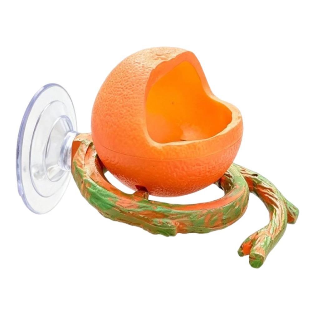 Suction Cup Lizard Feeder Funny Reptile Water Dispenser Pet Toy Pet Feeding Bowl for Lizard Gecko Orange