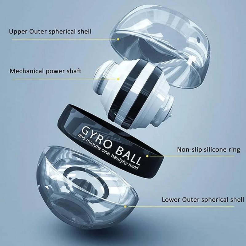Gyro Power Ball with Auto-Start - Wrist & Forearm Strengthener for Grip Training, Finger Muscle Exerciser with LED  Display