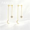 925 Sterling Silver Fashion Temperament Zircon Star Moon Tassel Two Earrings Birthday Party Anniversary Gift