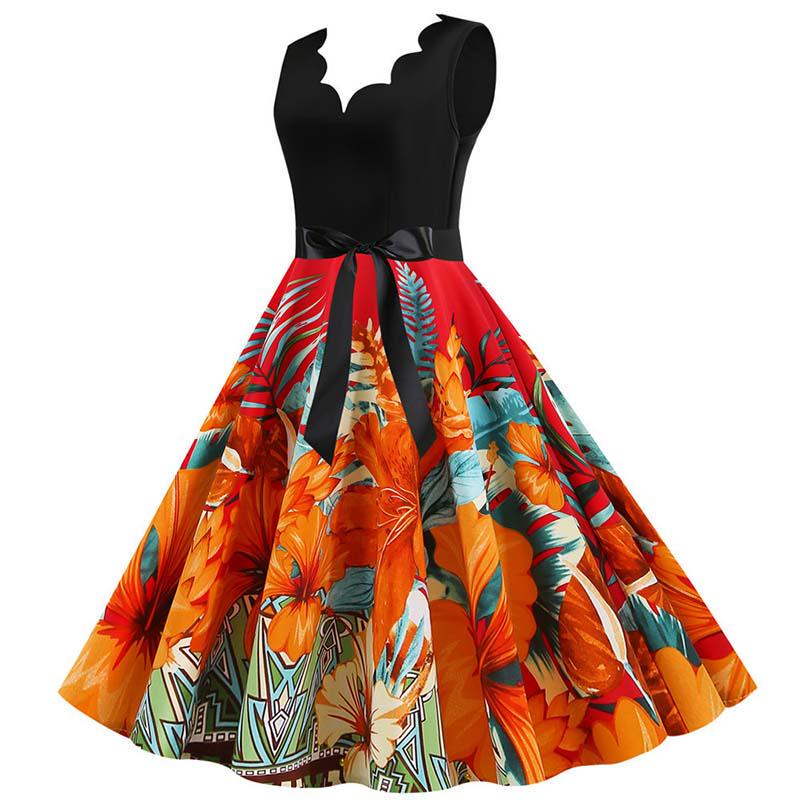 Plus Size 3XL V Cuello Vestido Mujer Flor Estampado Swing Vestidos Casual Noche  Fiesta Vestidos comprar a buen precio — entrega gratuita, reseñas reales  con fotos — Joom