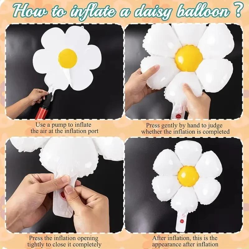 20pcs Daisy Balloons Huge White Flower Aluminum Foil Balloons for Birthday Baby Shower Wedding Daisy Party Decorations Supplies