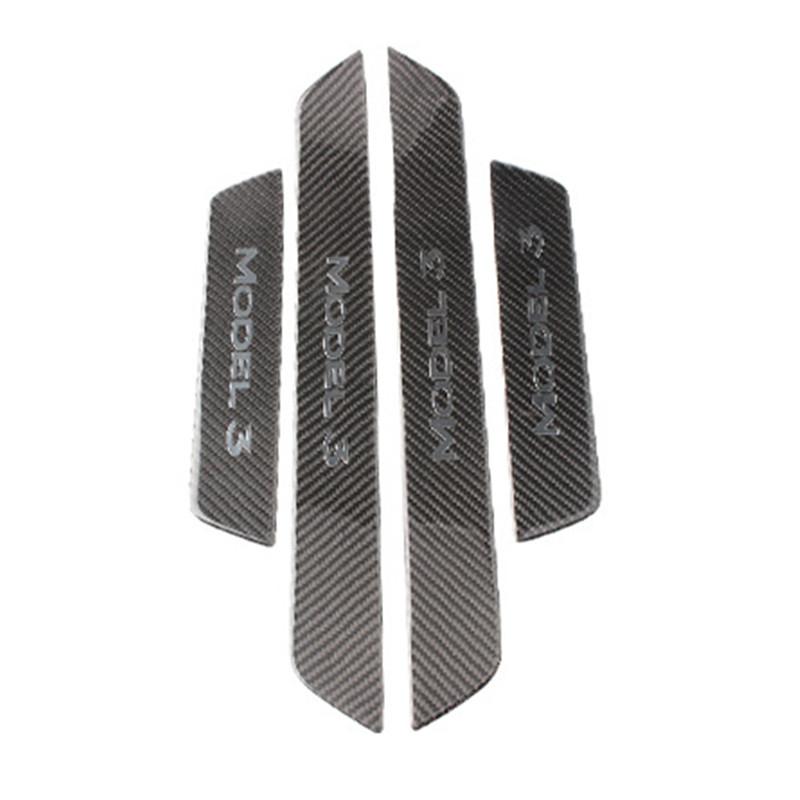 Bandă de prag din fibră de carbon pentru Tesla Model 3 Autocolante de protecție pentru pragul ușii, pedală de bun venit, decorare mașină