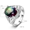 Echter Rainbow Fire Mystic Zirkonia Ring Bunter Feinschmuck Verlobung Hochzeitsgeschenk für Frauen Damen Mädchen