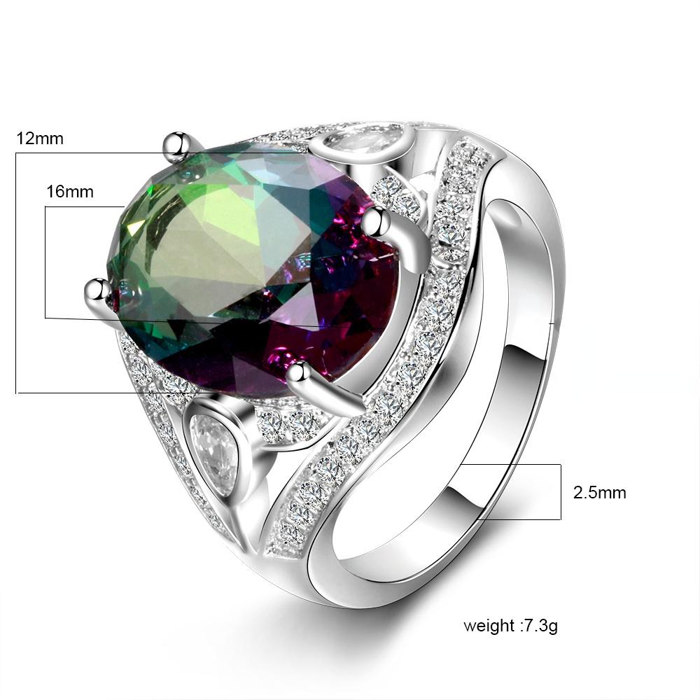 Echter Rainbow Fire Mystic Zirkonia Ring Bunter Feinschmuck Verlobung Hochzeitsgeschenk für Frauen Damen Mädchen