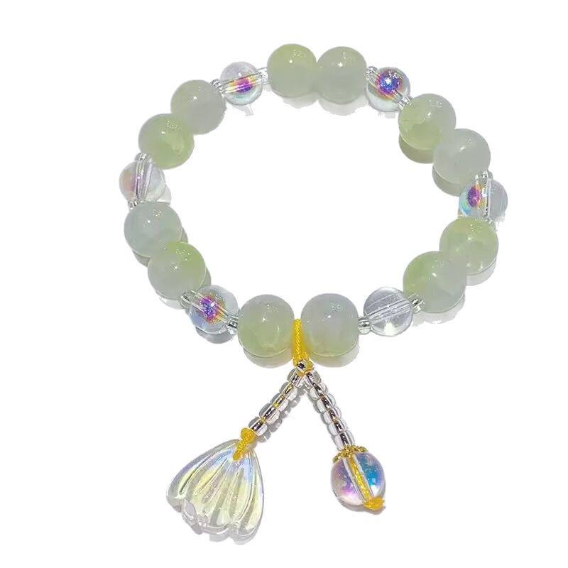 Braccialetto in Vetro Sette Colori a Coda di Pesce con Cristallo Imitazione Scatola Regalo per Ragazze