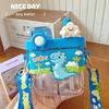 Dual Compartment Kids Water Bottle With Straw Silicone Sleeve - Cartoon Design 580ml BPA-Free PC Plastic
