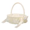 Wedding Flower Basket Elegant Lace Trim Flower Basket with Bow Decoration for Celebration Prop